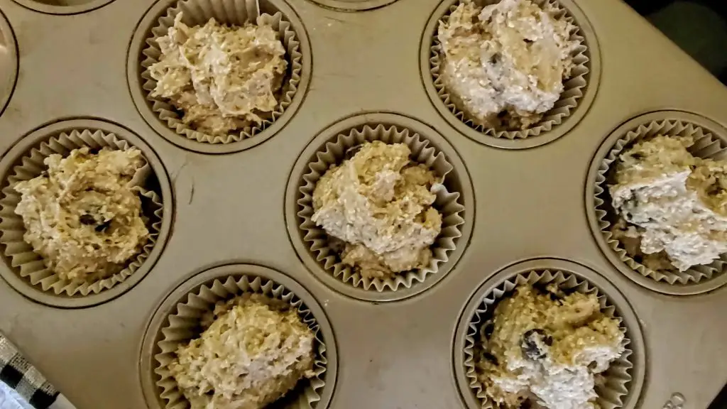 Easy Vegan Chocolate Chip Muffins - dough in muffin tin