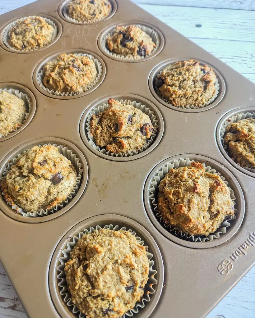 Easy Vegan Chocolate Chip Muffins - baked muffins in muffin tin