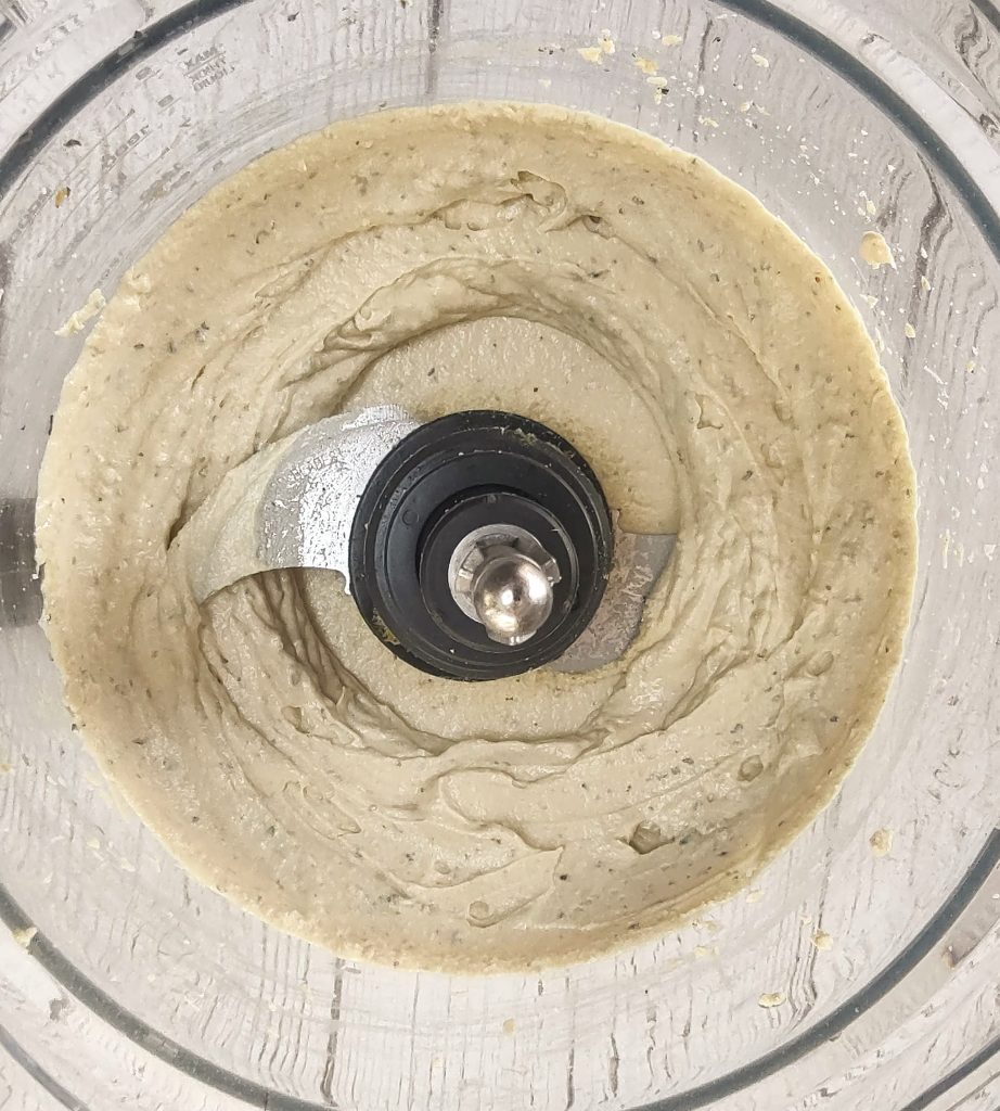 Finished smooth and creamy tofu ricotta in the food processor.